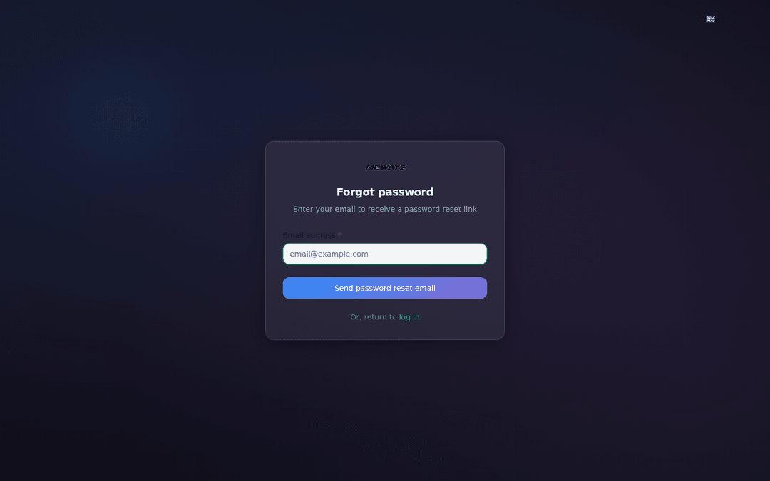 Mewayz Password recovery flow — platform screenshot