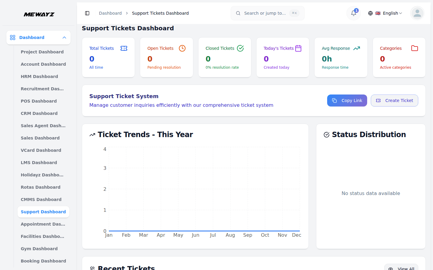 Mewayz support dashboard — tickets, SLAs, and customer history