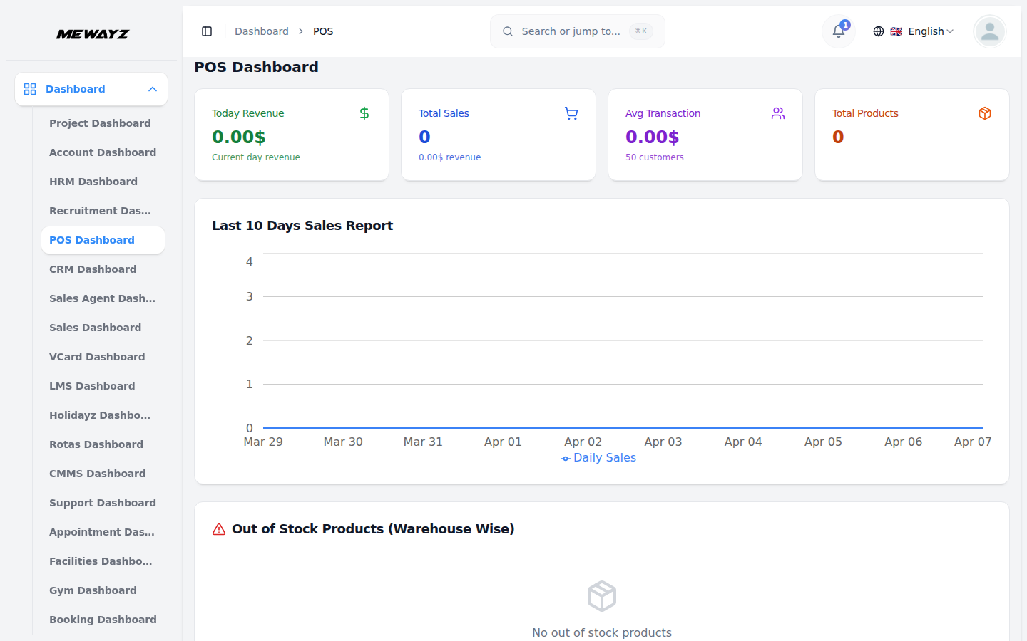 Mewayz POS dashboard