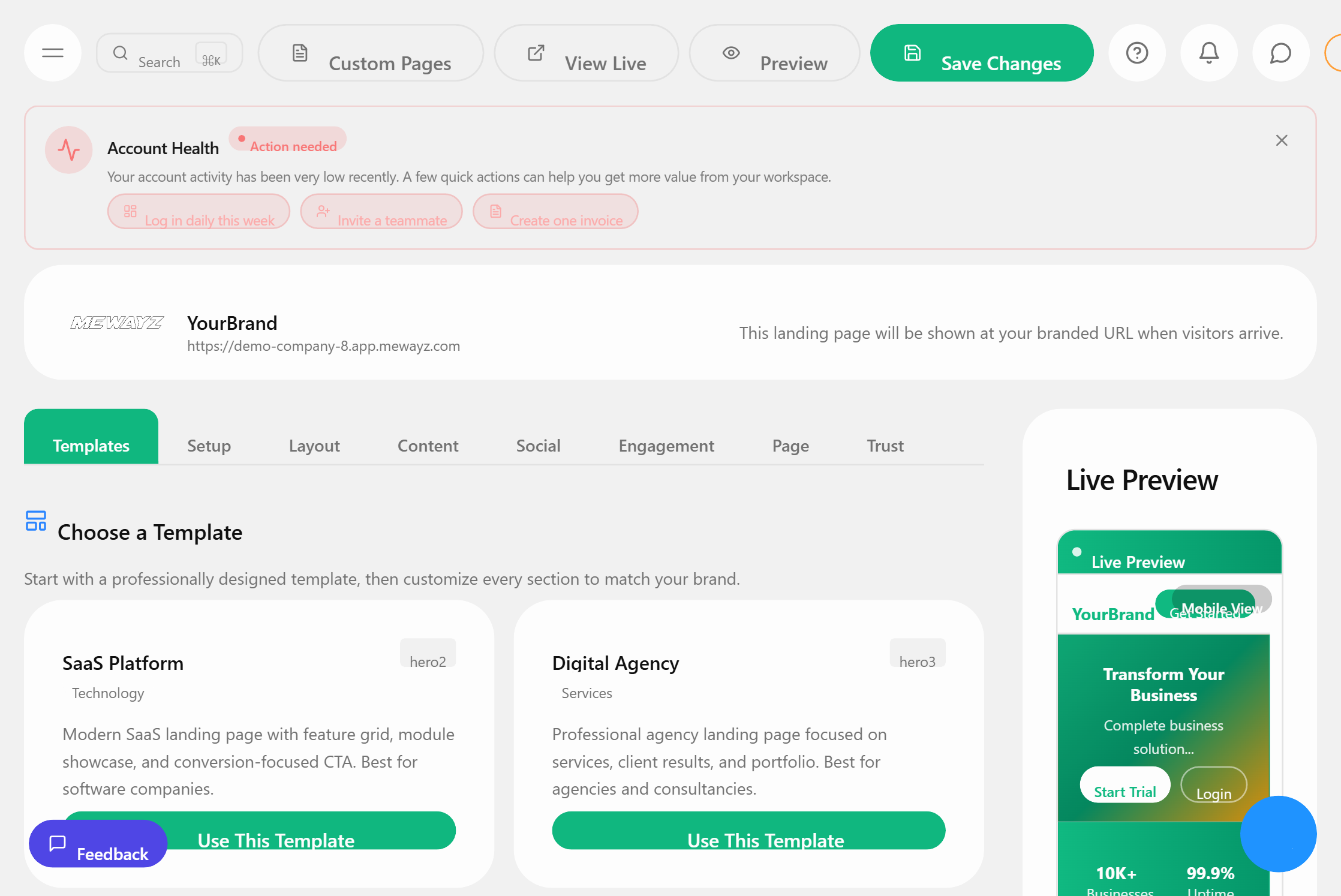White-label landing page builder
