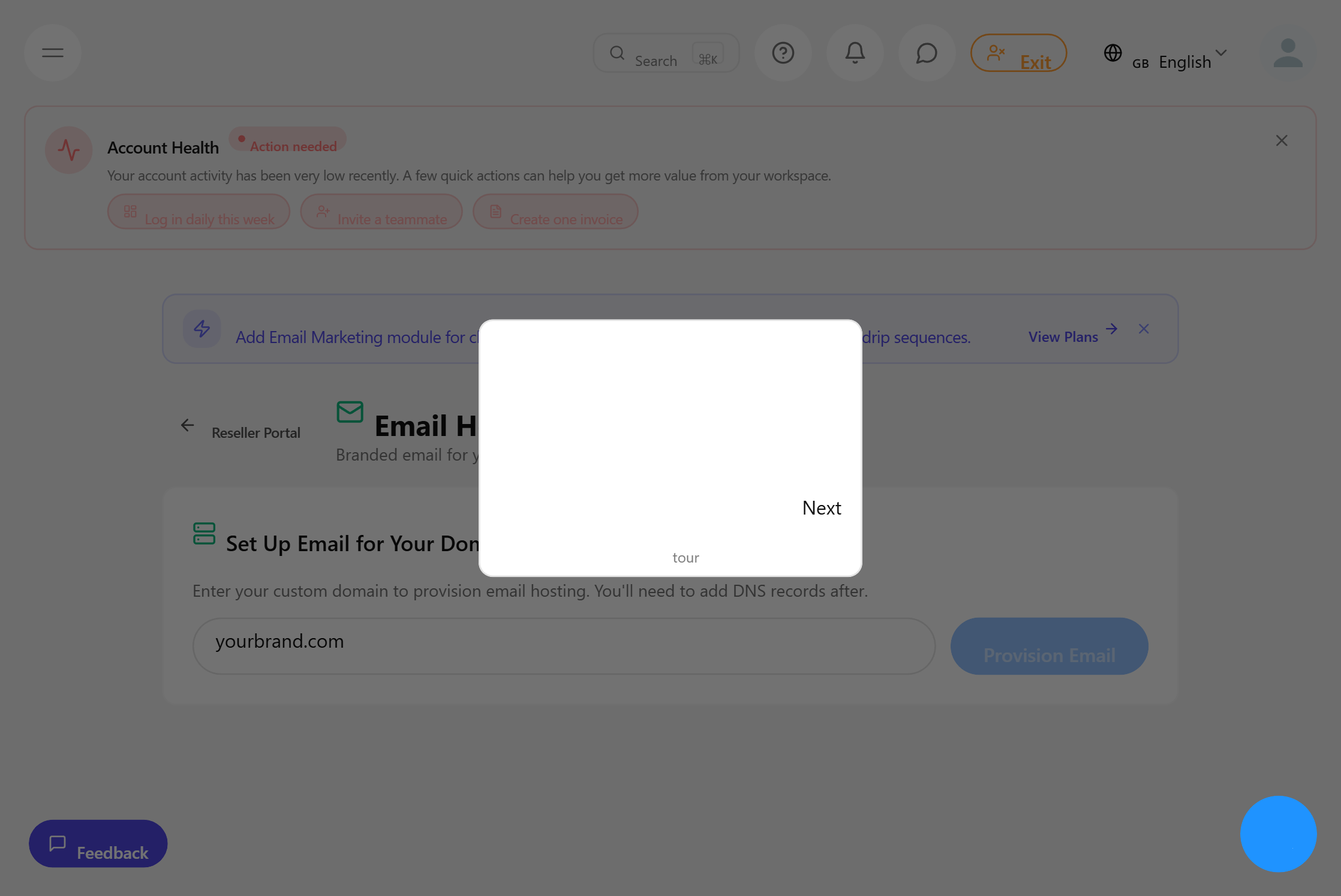 White-label email hosting management