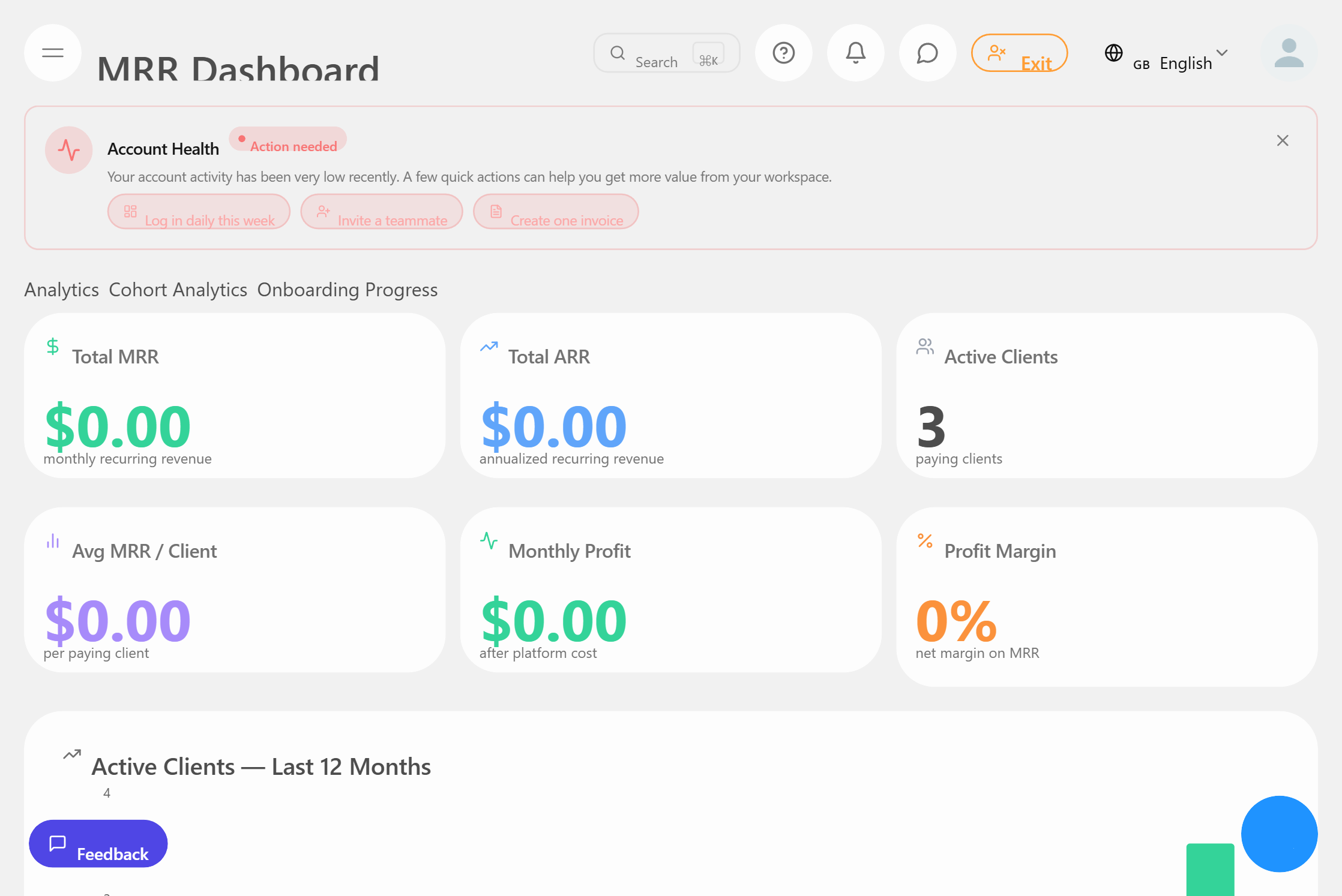 MRR revenue dashboard for resellers